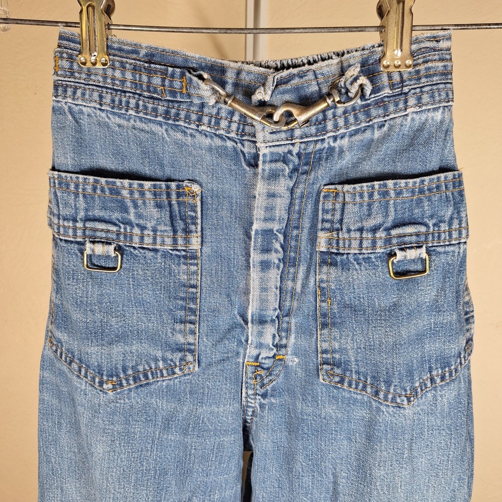Simpson Vintage 70s 80s High Rise Bell Bottom Flared Jeans Metal Buckles Youth